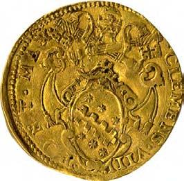 Clemente VIII (1592-1605) 1183. Doppia, 1592 Oro g 6,55 mm 28,43 inv.
