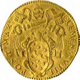 Clemente VIII (1592-1605) 1184. Doppia, 1592-1597 Oro g 6,56 mm 28,86 inv.