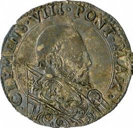 Clemente VIII (1592-1605) 1188. Bianco, 1592-1596 Argento g 4,57 mm 29,55 inv.