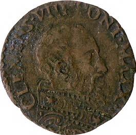 Clemente VIII (1592-1605) 1200. Sesino, 1592-1596 Mistura g 0,88 mm 16,69 inv. SS-Col 599399 D/ CLEMENS VIII PONT MAX Busto di Clemente VIII a d.