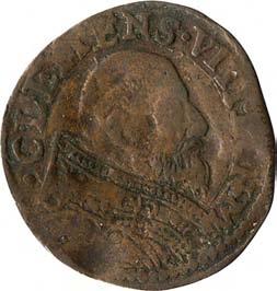 Clemente VIII (1592-1605) 1206. Sesino, 1592-1596 Mistura g 1,01 mm 18,42 inv. SS-Col 599404 D/ CLEMENS VIII PONT MAX Busto di Clemente VIII a d.