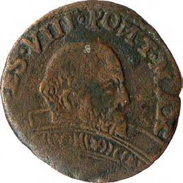 Clemente VIII (1592-1605) 1210. Sesino, 1592-1596 Mistura g 1,29 mm 16,74 inv. SS-Col 599411 D/ [CLEM]ES VIII PONT MAX Busto di Clemente VIII a d.
