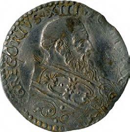 Gregorio XIII (1572-1585) 1009. Bianco, 1572-1585 Argento g 4,68 mm 29,12 inv.