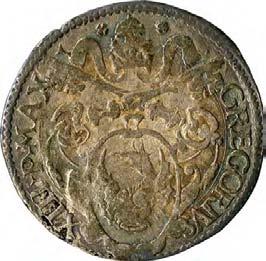 Gregorio XIII (1572-1585) 1013. Gregorio, 1573-1575 Argento g 3,09 mm 27,21 inv.