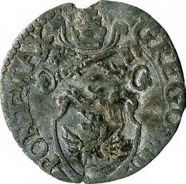 Gregorio XIII (1572-1585) 1031. Mezza gabella, 1572-1585 Argento g 0,94 mm 17,45 inv.