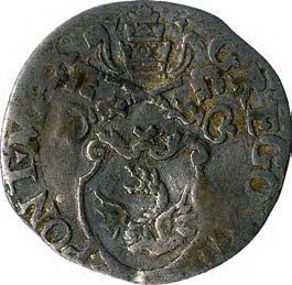 Gregorio XIII (1572-1585) 1032. Mezza gabella, 1572-1585 Argento g 0,94 mm 17,93 inv.