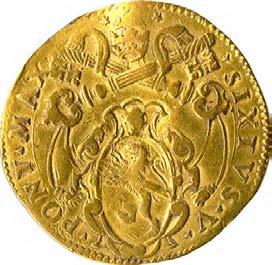 Sisto V (1585-1590) 1058. Doppia, 1587-1590 Oro g 6,46 mm 28,27 inv.