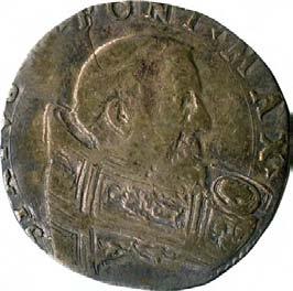 Sisto V (1585-1590) 1077. Piastra da 3 giulii (o testone), 1585-1590 Argento g 8,18 mm 29,29 inv.