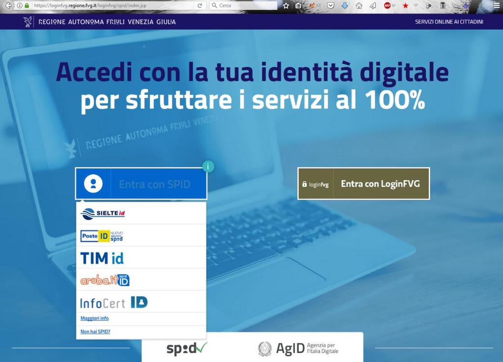 it/) per richiederlo usando uno degli Identity Provider abilitati al rilascio.