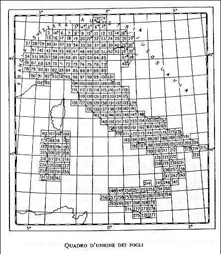 Fondamenti di Cartografia La CARTA TOPOGRAFICA D ITALIA dell IGM VECCHIA si compone di 278 fogli, alla scala di 1:100.