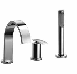 14K Bordo vasca miscelatore monocomando con bocca, deviatore e doccetta Bath mixer for deck mounting with spout, diverter and hand shower Mitigeur pour bagnoire avec bec, inverseur et douchette