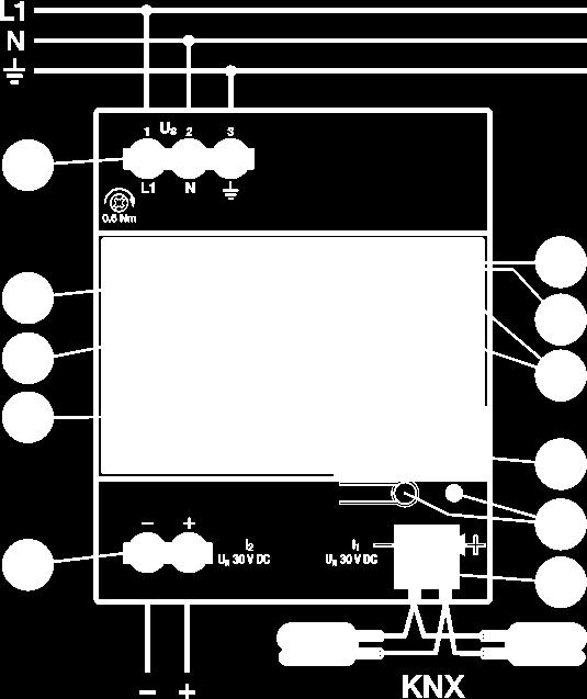 Porta-targhetta 4 Tasto Reset e LED (rosso) 5 LED di errore di comun. (giallo) 6 LED telegr.