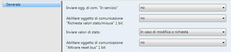 Messa in servizio 3.3.1 Finestra parametri Generale Inviare ogg. di com.