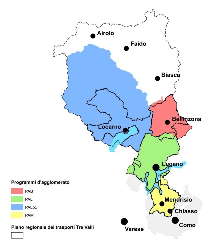 I programmi di agglomerato in Canton Ticino Sono attivi: 2 PA di prima generazione (PAM1 e PAL1) dal 2011 e 4 PA di seconda