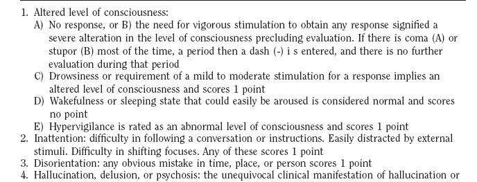 DELIRIUM ASSESSMENT ICDSC INTENSIVE CARE DELIRIUM SCREENING