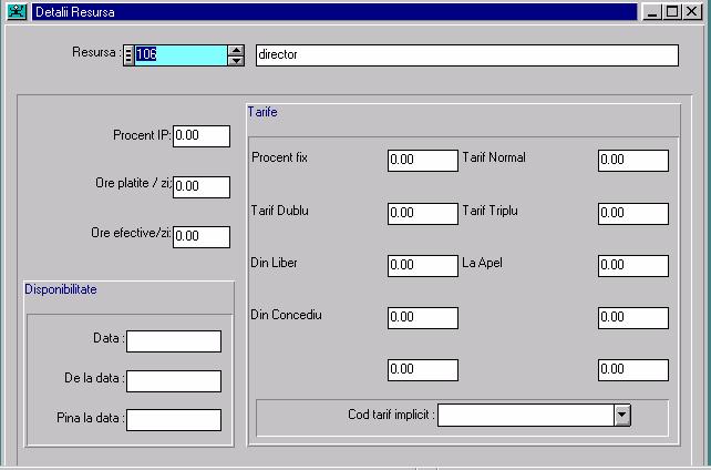 20.2. DETALII RESURSA 20.2.1. Interfaţa Resursa Reprezintã identificatorul resursei, un câmp obligatoriu ce poate conţine pânã la 6 caractere alfanumeric. Trebuie sã fie unic.