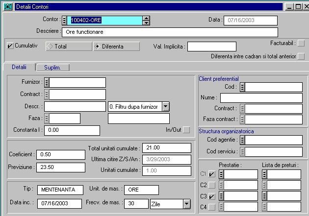 Fereastra Detalii se prezintã implicit, astfel: 5.2. DETALII CONTOR 5.2.1.