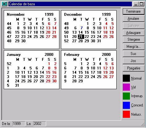 17.2. CALENDAR DE BAZÃ 17.2.1. Interfaţa Interfaţa constã în foaia de calendar, în care utillizatorul poate selecta o anumitã perioadã.