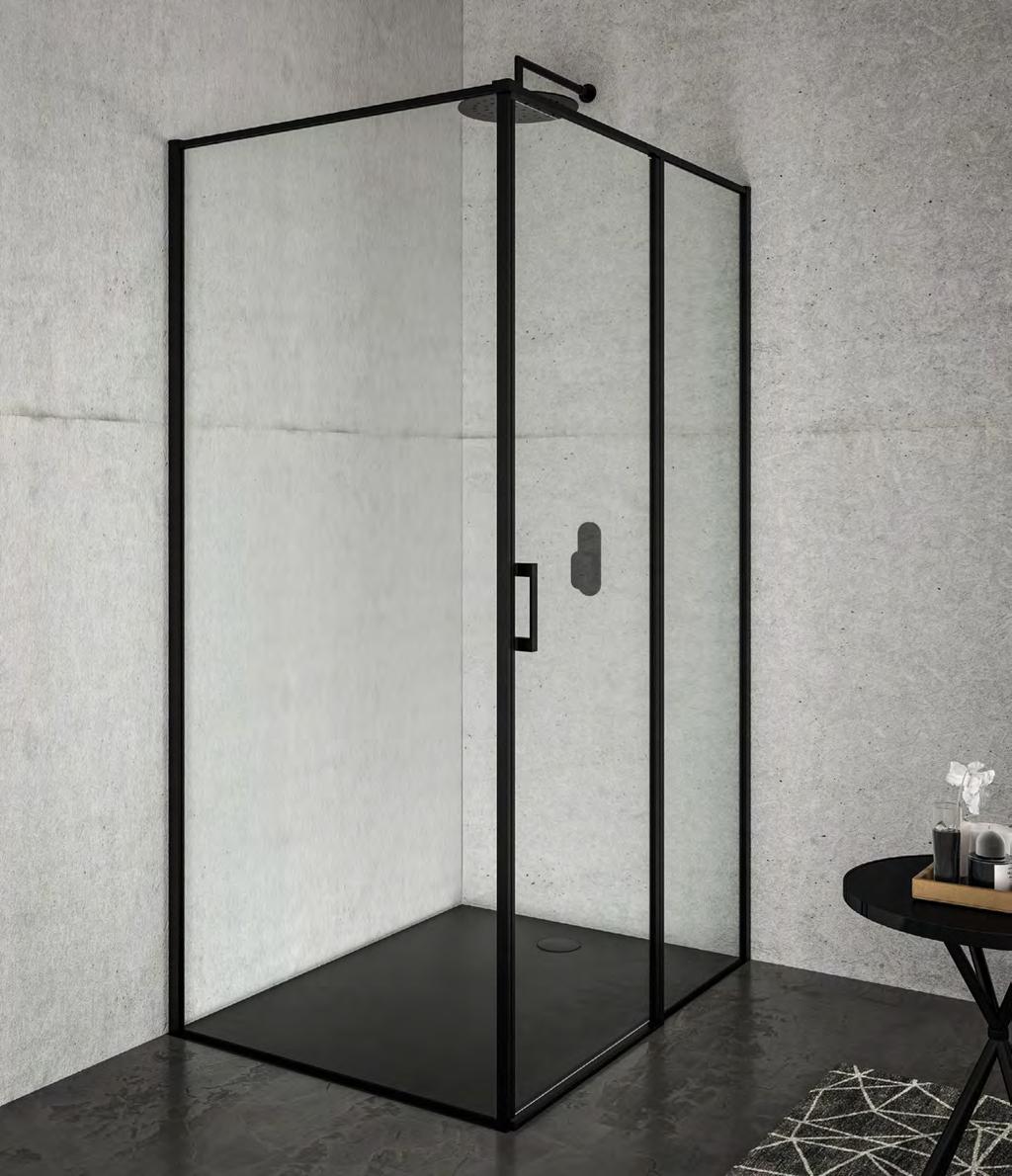 Black Series Anta battente (DX) + Parete fissa (DX) Trasparente Swivel door (R) + Fixed glass (R) Clear glass Anta battente (DX) + Parete fissa (DX) Swivel door (R) + Fixed glass (R) Trasparente
