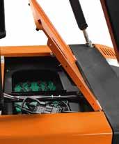 di serie opzione Caratteristiche del carrello Scartamento forche regolabile Freno di stazionamento automatico Sistema BT Optipace Larghezza della cabina a scelta Scelta della larghezza del telaio