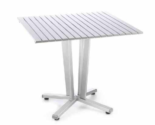 TAVOLI TABLES TAVOLO ELEGANT ALLUMINIO CON BASAMENTO FISSO IN ALLUMINIO ANODIZZATO ELEGANT ALLUMINIUM TABLE WITH FIXED ALUMINIUM BASE TAVOLO ELEGANT FISSO H 73 cm PIANO IN ALLUMINIO