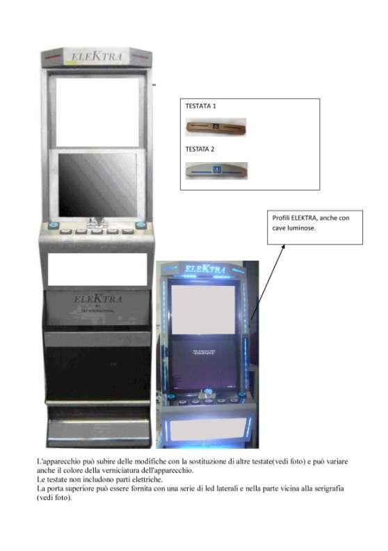 APPARECCHIO CON CABINET ALTERNATIVO ELEKTRA COSTRUTTORE T&T INTERNATIONAL MISURE: Dimensioni (cm):