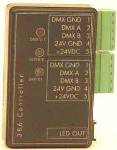 DMX applications Descrizione - Description DMX controller, con 3 uscite in corrente costante o in tensione con massimo 1A @24vdc, le uscite in pwm sono controllabili tramite DMX input optoisolato