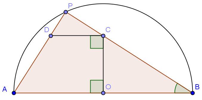 DAB ˆ, in modo che il raggio della circonferenza circo- [ 84 4' ] con D sul lato BC. Determinare la misura di scritta al triangolo ABD misuri 7. 6.