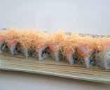 ROLL X Tempura di gamberi*, maionese con sopra salmone scottato e