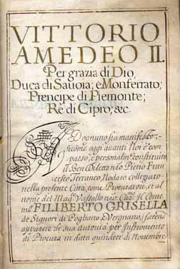 Vittorio Amedeo II - Torino 11 dicembre 1692, decreto di