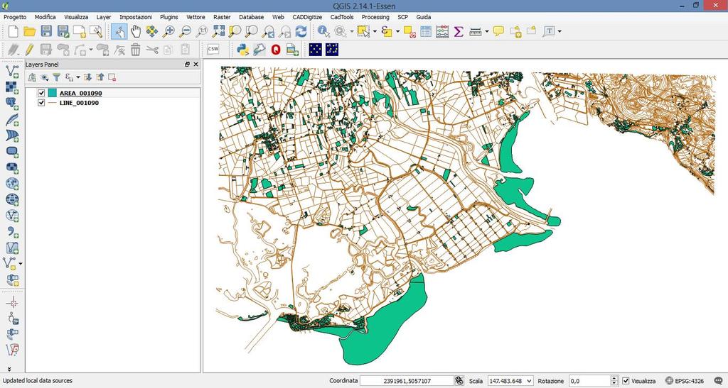 Visualizzare le proprietà dei layer vettoriali Percorso: Layer ->