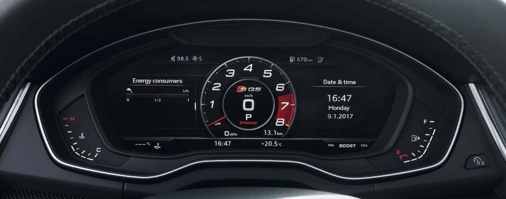Grazie ad Audi virtual cockpit (fornibile a richiesta) è possibile visualizzare informazioni rilevanti per la