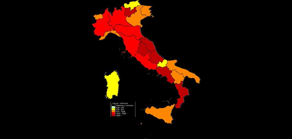 Il livello di incidenza, in Italia, nella seconda settimana del 2019, ha raggiunto la soglia di intensità Alta ed è pari a circa 13,8 casi per mille assistiti.