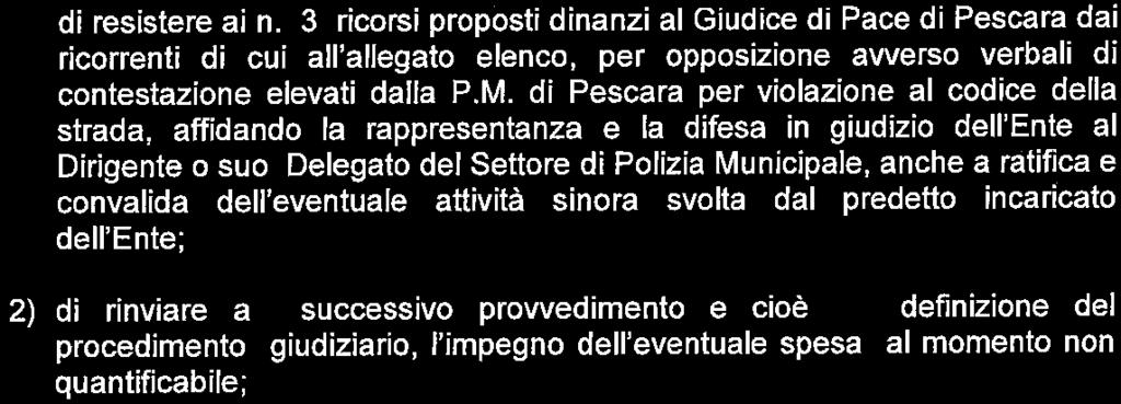 267/00; Con voto unanime favorevole espresso nelle forme e nei modi di legge; DELBERA 1) di resistere ai n.