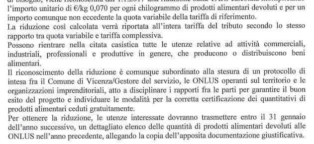 Regolamento per l applicazione della TARI vigente ESEMPI DI RIDUZIONE DELLA TARIFFA