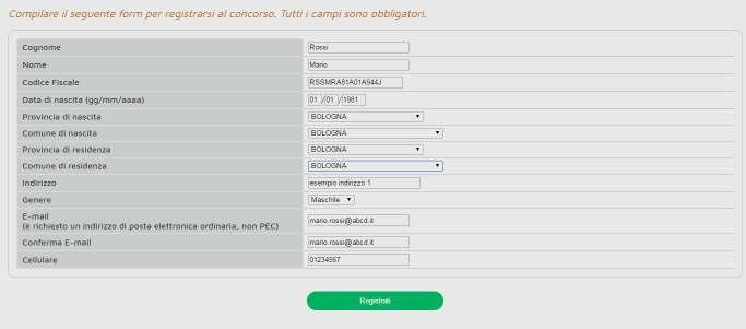 NOTE PER LA COMPILAZIONE Per accedere alla compilazione e all invio della domanda di partecipazione al concorso, è necessario accedere al sito http://concorsi-auslre.cineca.