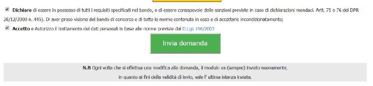 13 Se il tutto è stato completato nel modo descritto comparirà questa immagine con la scritta Domanda Inviata con successo!