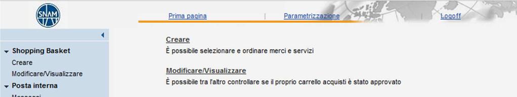 Modificare parametri personali Selezionare