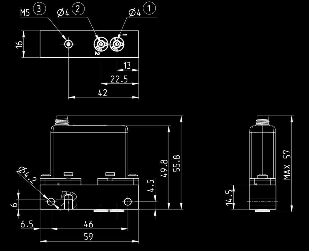 1 = Alimentazione 2 = Utilizzo 3 = Scarico IP = Connessione IP65 K8P-AL