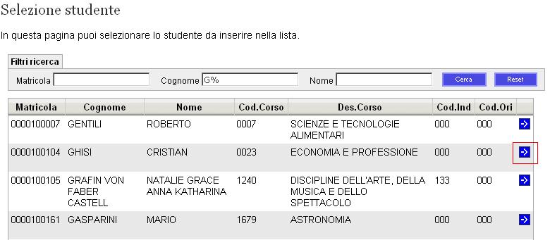 Figura 22 Verificare che lo studente selezionato sia quello corretto e cliccare su (Fig.