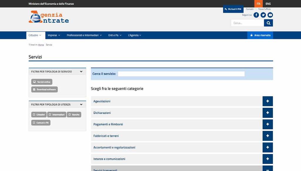 Al vostro servizio ACCESSO DINAMICO AI SERVIZI PIÙ UTILIZZATI PAROLA CHIAVE con il motore di ricerca intelligente TIPO DI SERVIZIO servizi online o