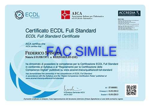 CERTIFICAZIONI Il Certificato è rilasciato da AICA in formato