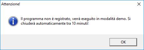 Se si desidera provare il programma in modalità Demo cliccare sul No.