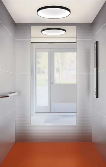 CIELINO: RL20, Laminato Bianco Neve (L209), illuminazione a LED con anello in alluminio PARETI: Acciaio lavorato