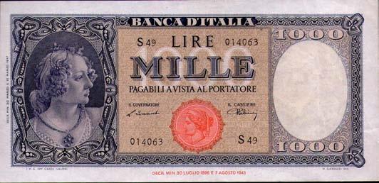 000 Lire - Testina 20/03/1947 - Alfa 690; Lireuro 53A RR - Einaudi/ Urbini - Biglietto stirato qspl 120 5453 1.