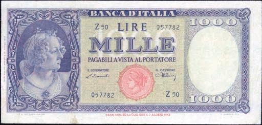 000 Lire - Testina 20/03/1947 - Alfa 690; Lireuro 53A RR - Einaudi/ Urbini - Pressato e macchia BB 80 5454 1.