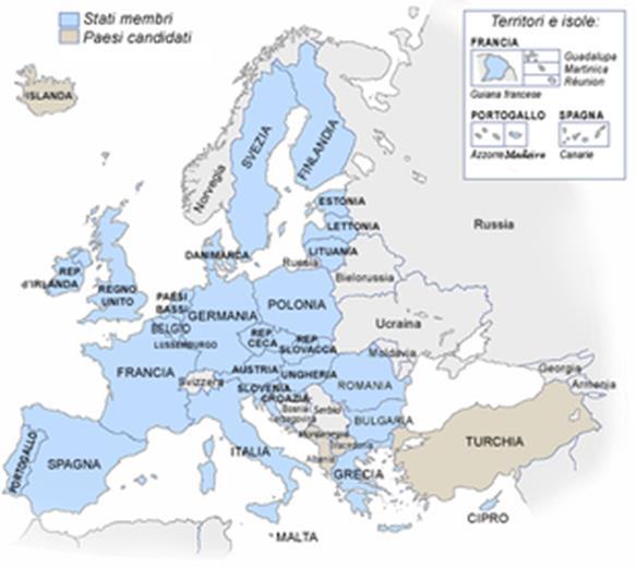 L Unione Europea è un organizzazione sovranazionale e intergovernativa si pone al di sopra degli Stati Nazionali 28 Paesi membri: Austria Belgio Bulgaria Cipro Croazia Danimarca Estonia Finlandia