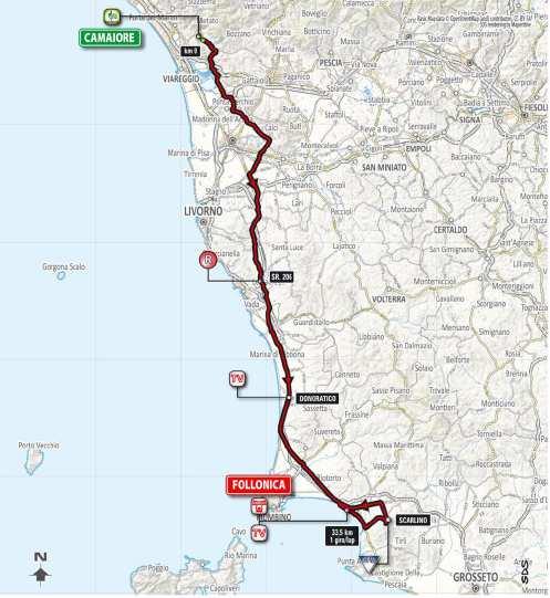 STAGE 2 / THU -March 8, 2018 CAMAIORE / FOLLONICA 176 km STAGE 2 START CAMAIORE - FOLLONICA CAMAIORE PPO - Punto di passaggio PPO - Mandatory Passing X SP 1 Via Italica N 43 55'49,82" - E 10