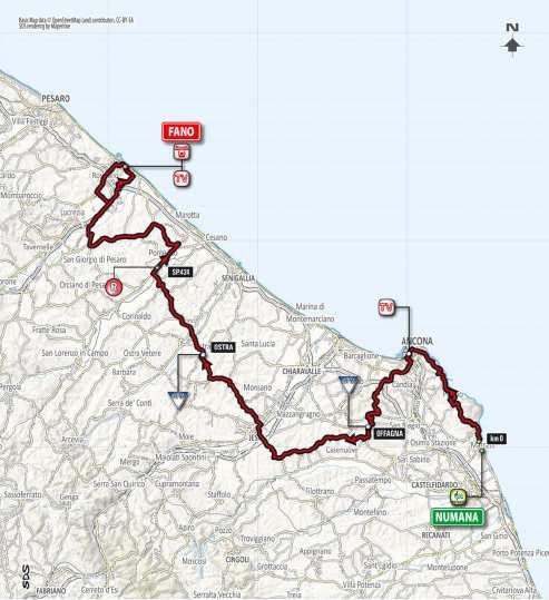 STAGE 6 / MON -March 12, 2018 NUMANA / FANO 169 km STAGE 6 START NUMANA - FANO NUMANA PPO - Punto di passaggio PPO - Mandatory Passing X SP 100 - Via Del Sole N 43 26'08,24" - E 13 39'29,83" Ritrov o