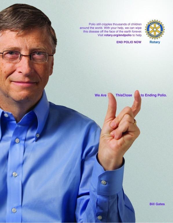 Bill Gates, uno dei più convinti sostenitori del Rotary International, indica in